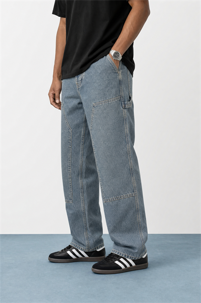 Erkek Parça Detaylı Baggy Jean Mavi