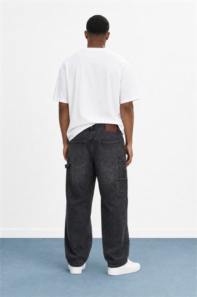 Erkek Parça Detaylı Baggy Jean Siyah