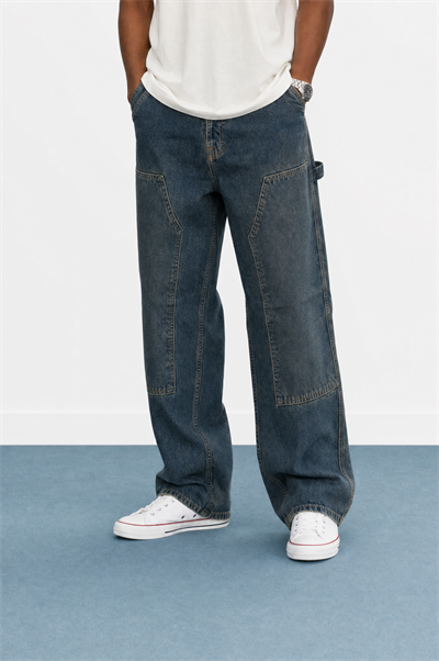 Erkek Parça Detaylı Baggy Jean Tint Mavi