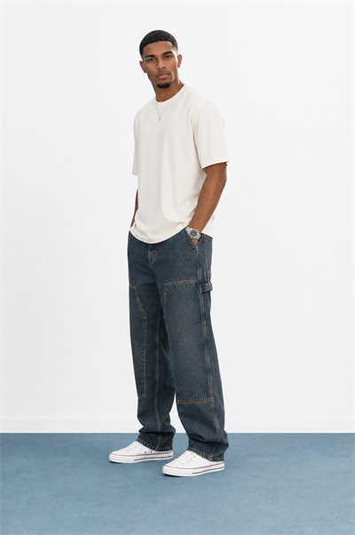 Erkek Parça Detaylı Baggy Jean Tint Mavi