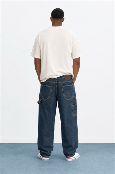 Erkek Parça Detaylı Baggy Jean Tint Mavi