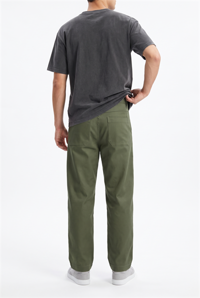 Erkek Pile Detaylı Kumaş Baggy Pantolon Haki