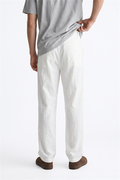 Erkek Pile Detaylı Tensel Baggy Pantolon Siyah