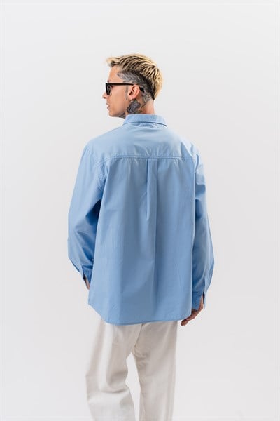 Erkek Poplin Oversize Gömlek Bebe Mavi