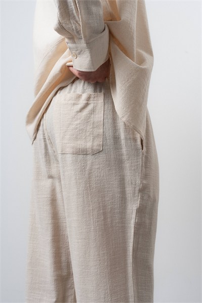 Erkek R Nakışlı Baggy Pantolon Bej