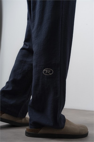 Erkek R Nakışlı Baggy Pantolon Lacivert