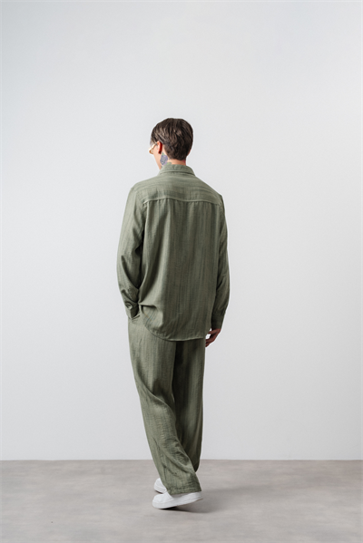 Erkek R Nakışlı Oversize Gömlek Pantolon Takım Çağla