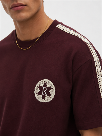 Erkek R Nakışlı Şerit Detaylı Regular Fit Eşofman Takımı Bordo