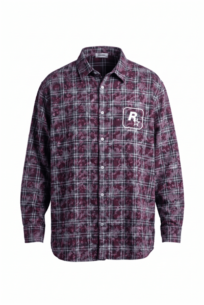 Erkek Res City Baskılı Oversize Gömlek Bordo