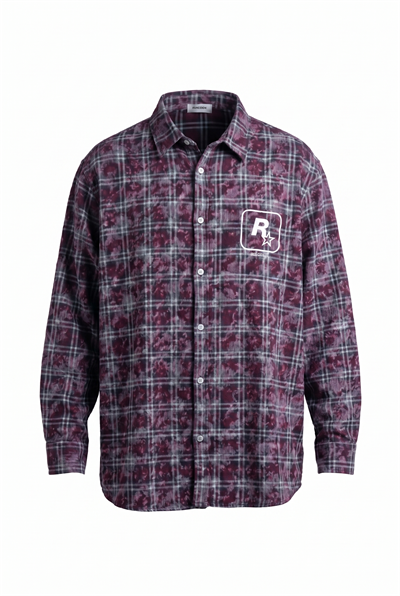 Erkek Res City Baskılı Oversize Gömlek Bordo