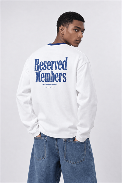 Erkek Reserved Members Baskılı Oversize Sweatshirt Ekru