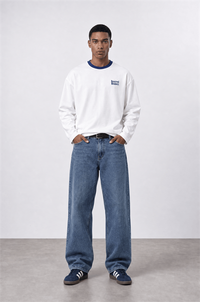 Erkek Reserved Members Baskılı Oversize Sweatshirt Ekru
