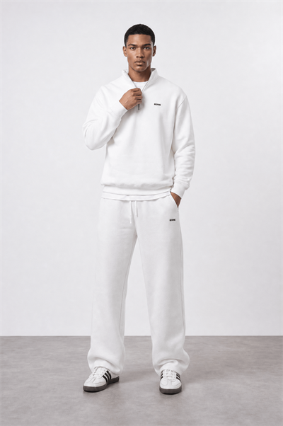 Erkek Respire Basic Half Zip Oversize Sweatshirt Ekru