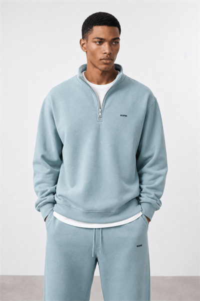 Erkek Respire Basic Half Zip Oversize Sweatshirt Prada