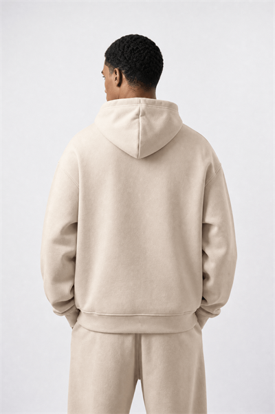 Erkek Respire Basic Oversize Hoodie Bej