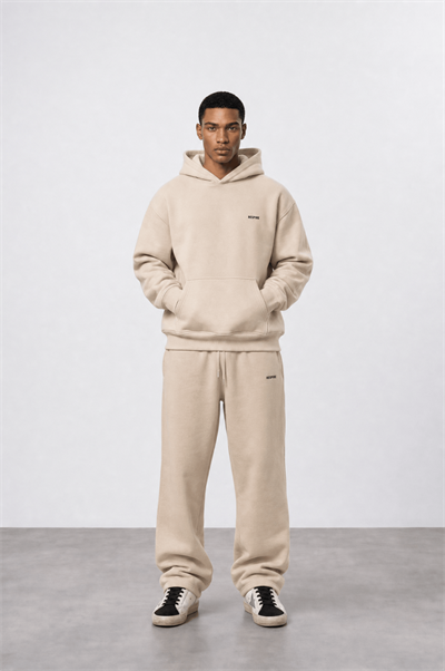 Erkek Respire Basic Oversize Hoodie Bej