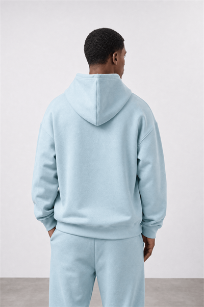 Erkek Respire Basic Oversize Hoodie Bebe Mavi