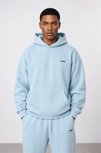 Erkek Respire Basic Oversize Hoodie Bebe Mavi