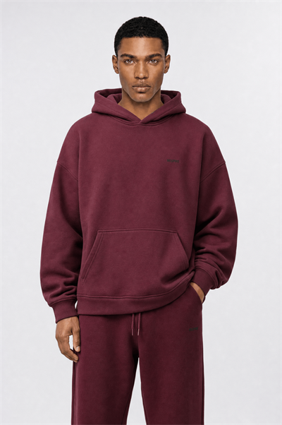 Erkek Respire Basic Oversize Hoodie Bordo