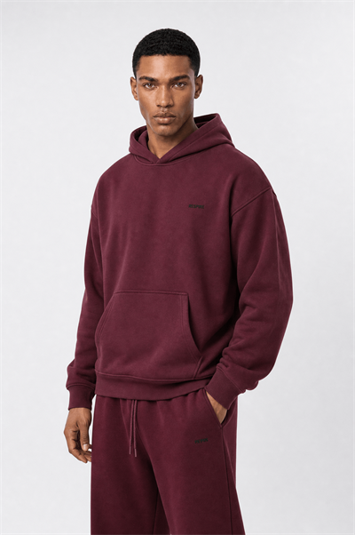 Erkek Respire Basic Oversize Hoodie Bordo