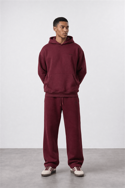 Erkek Respire Basic Oversize Hoodie Bordo