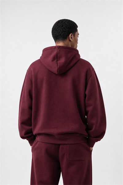 Erkek Respire Basic Oversize Hoodie Bordo
