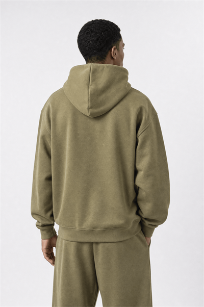 Erkek Respire Basic Oversize Hoodie Haki