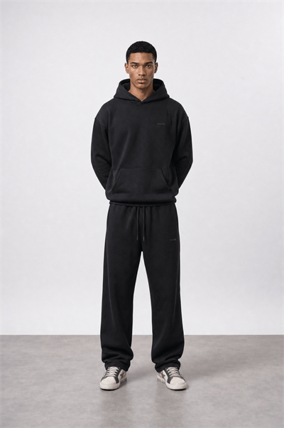 Erkek Respire Basic Oversize Hoodie Siyah