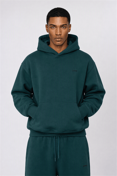 Erkek Respire Basic Oversize Hoodie Zümrüt