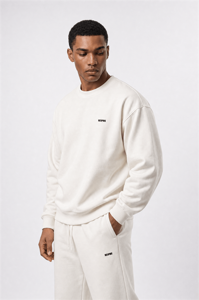 Erkek Respire Basic Oversize Sweatshirt Ekru