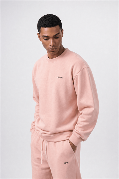 Erkek Respire Basic Oversize Sweatshirt Pembe