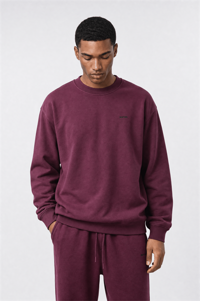 Erkek Respire Basic Oversize Sweatshirt Vişne