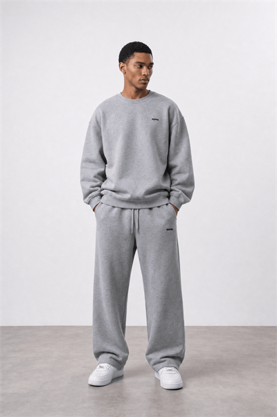 Erkek Respire Basic Oversize Sweatshirt Gri Melanj