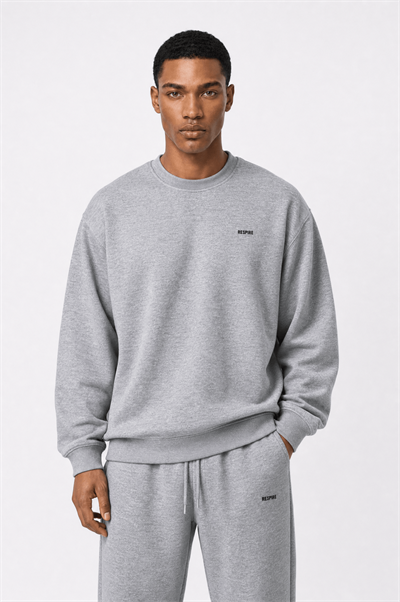 Erkek Respire Basic Oversize Sweatshirt Gri Melanj