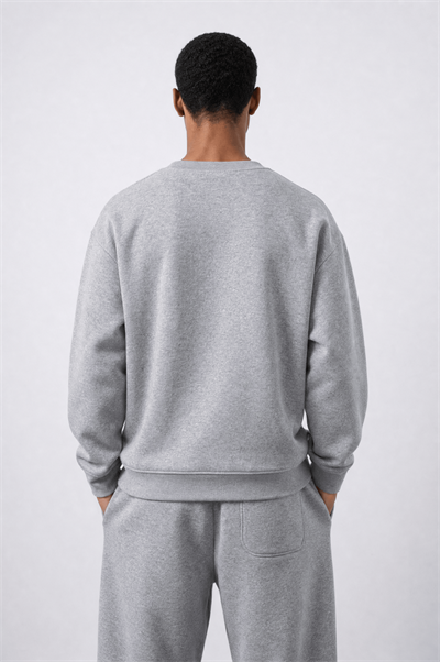 Erkek Respire Basic Oversize Sweatshirt Gri Melanj