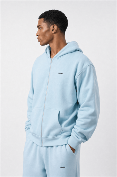 Erkek Respire Basic Oversize Zip Bebe Mavi