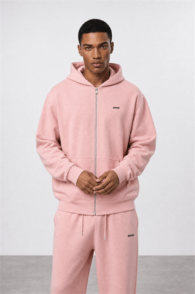 Erkek Respire Basic Oversize Zip Pembe
