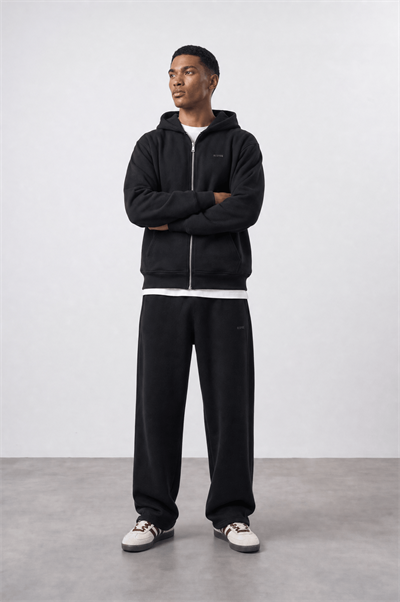 Erkek Respire Basic Oversize Zip Siyah