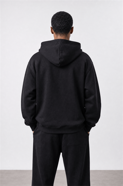 Erkek Respire Basic Oversize Zip Siyah