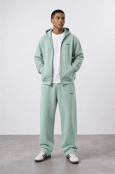 Erkek Respire Basic Oversize Zip Su Yeşili