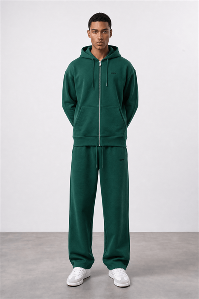 Erkek Respire Basic Oversize Zip Zümrüt