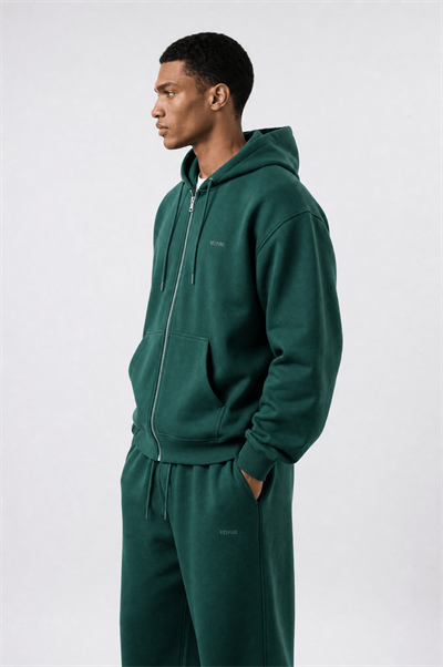 Erkek Respire Basic Oversize Zip Zümrüt