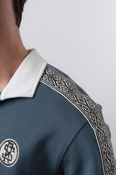 Erkek Respire Retro Forma T-Shirt Petrol