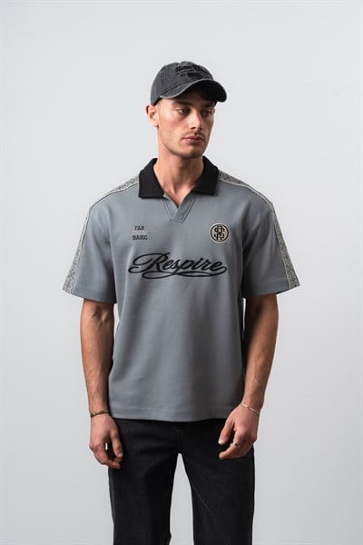 Erkek Respire Retro Forma T-Shirt Füme
