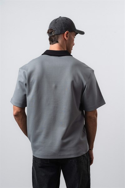 Erkek Respire Retro Forma T-Shirt Füme