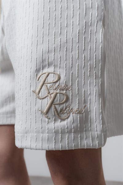 Erkek Respire Relined Yazılı Regular Fit T-Shirt Şort Takım Ekru