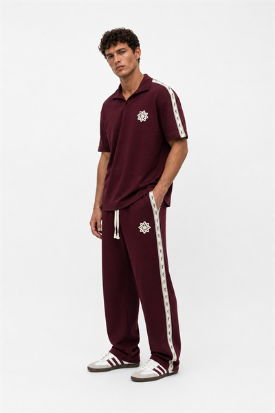 Erkek Respire Şerit Detaylı Regular Fit Eşofman Takımı Bordo