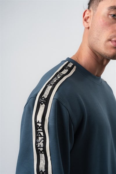 Erkek Respire Şerit Detaylı Regular Fit T-Shirt Pantolon Takım Petrol