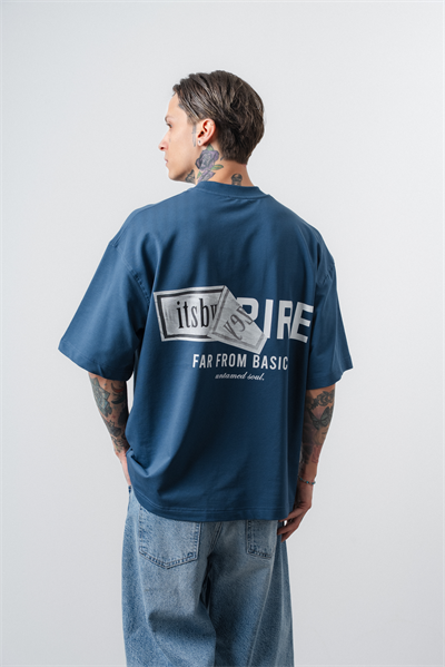 Erkek Respire x Itsbyzey Baskılı Oversize T-Shirt Lacivert