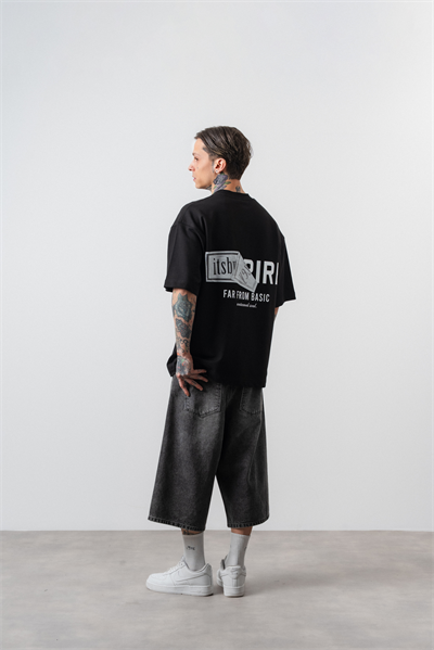 Erkek Respire x Itsbyzey Baskılı Oversize T-Shirt Siyah